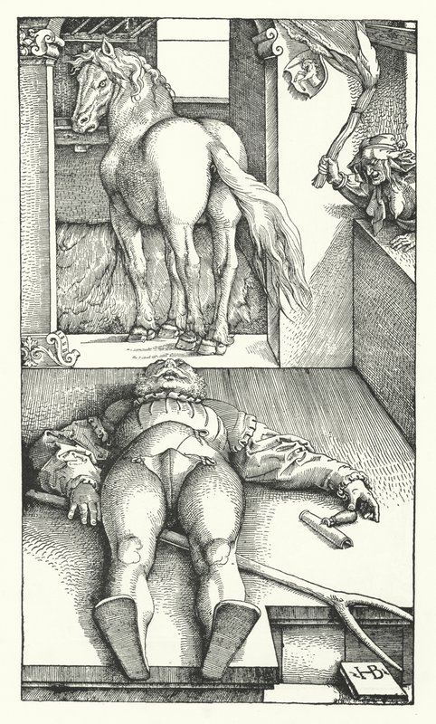 Okouzlený ženich (rytina) od Hans (after) Baldung Grien