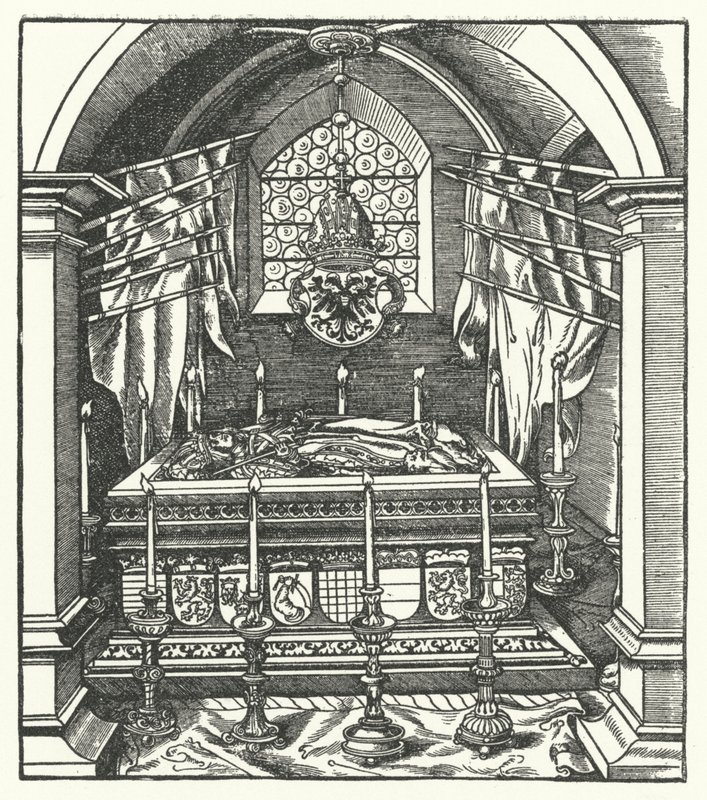 Habsburský sarkofág (rytina) od Hans (after) Burgkmair