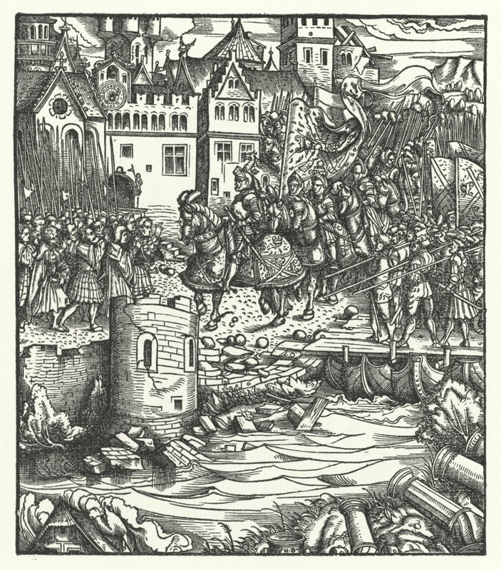 Arcivévoda Maxmilián Rakouský vjíždí do Utrechtu od Hans (after) Burgkmair