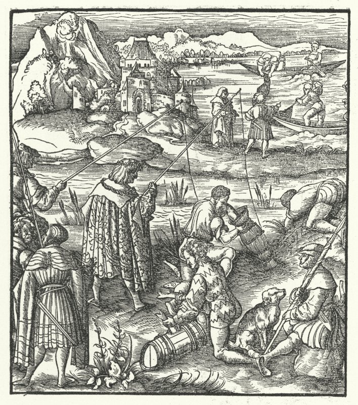 Arcivévoda Maxmilián Rakouský rybolov (rytina) od Hans (after) Burgkmair