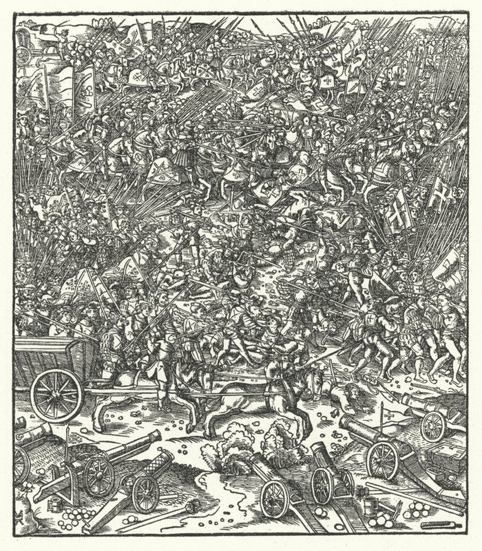 Bitva u Guinegate, Francie, 7. srpna 1479 (rytina) od Hans (after) Burgkmair