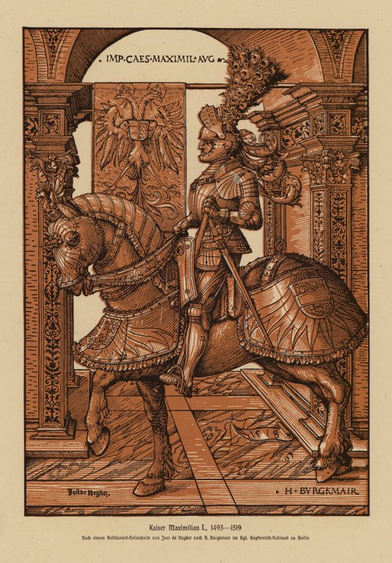 Maxmilián I., císař Svaté říše římské (dřevoryt) od Hans (after) Burgkmair