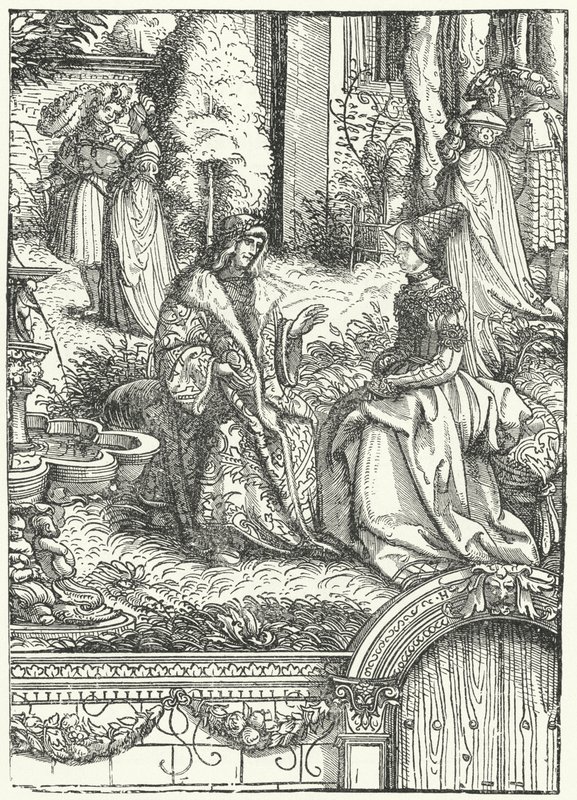Maxmilián I., císař Svaté říše římské, a jeho manželka Marie Burgundská (rytina) od Hans (after) Burgkmair