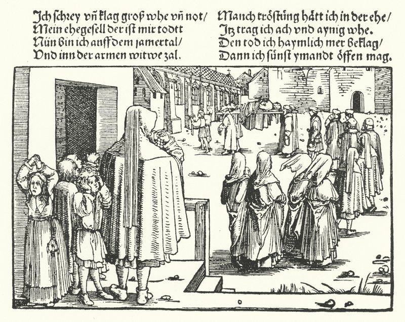 Pohřeb hlavy rodiny (rytina) od Hans (after) Burgkmair