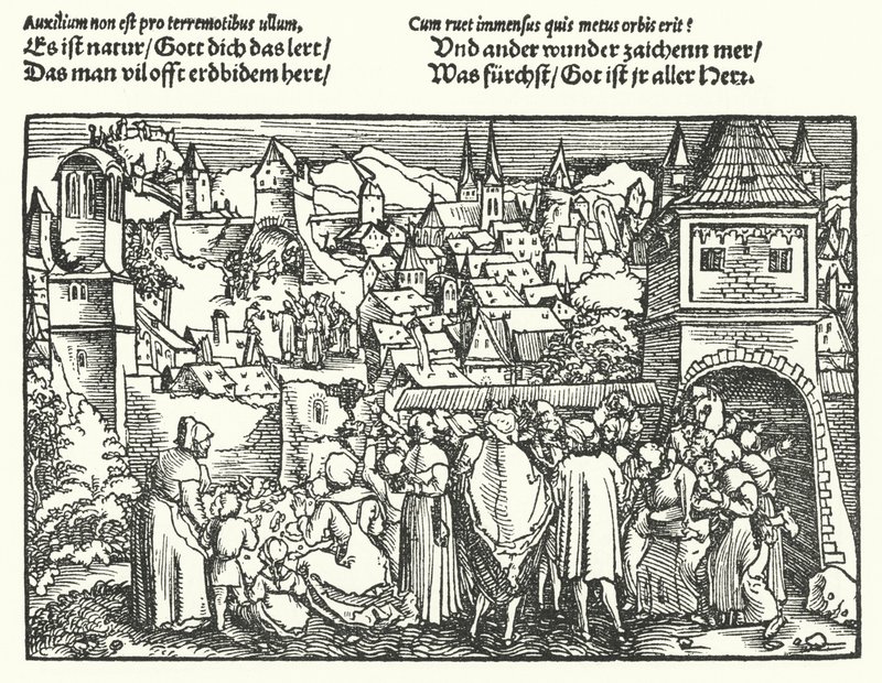 Zemětřesení (rytina) od Hans (after) Burgkmair