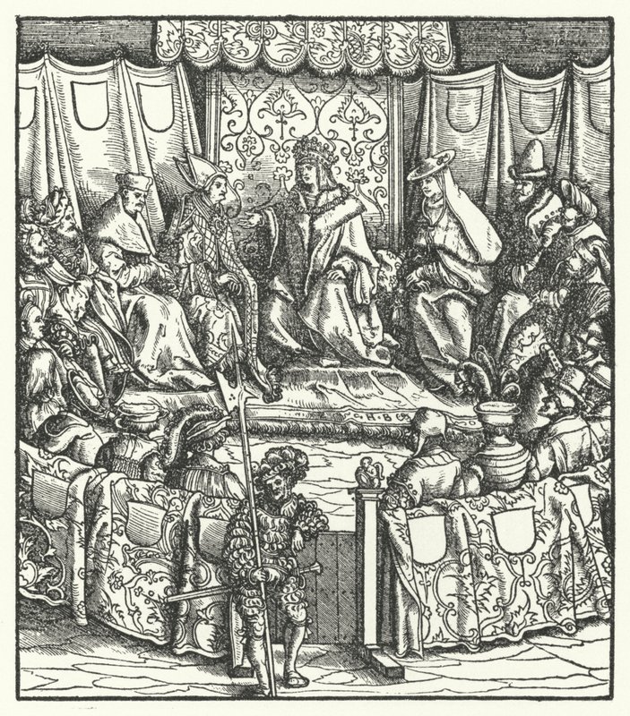 Císař Svaté říše římské Maxmilián I. vyjednával s Maďary od Hans (after) Burgkmair