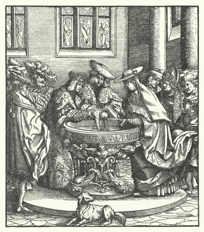 Křest arcivévody Maxmiliána Rakouského od Hans (after) Burgkmair