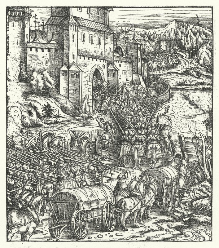 Dobytí města Tongeren od Hans (after) Burgkmair