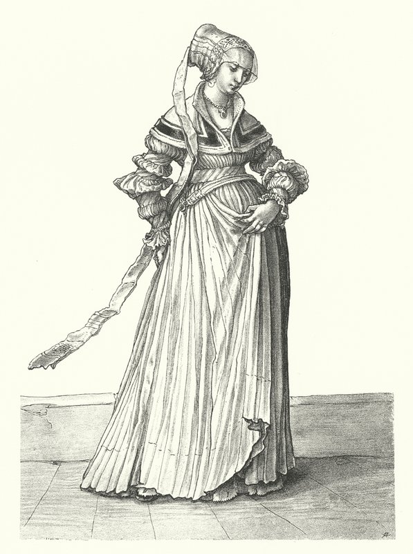 Kostým ženy z Basileje (rytina) od Hans (after) Holbein the Younger