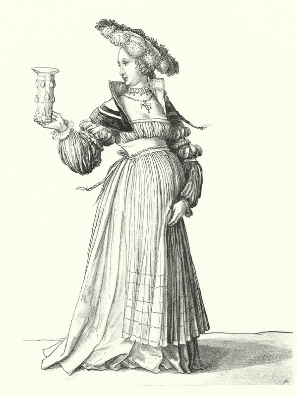 Kostým ženy z Basileje (rytina) od Hans (after) Holbein the Younger