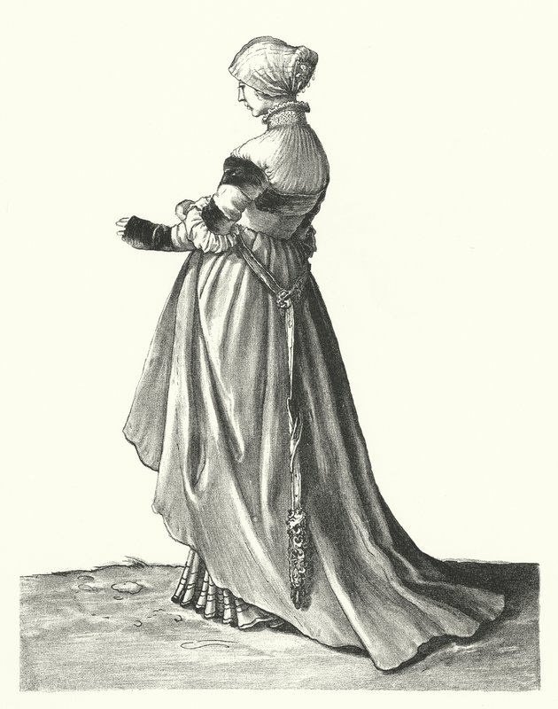Kostým ženy z Basileje (rytina) od Hans (after) Holbein the Younger