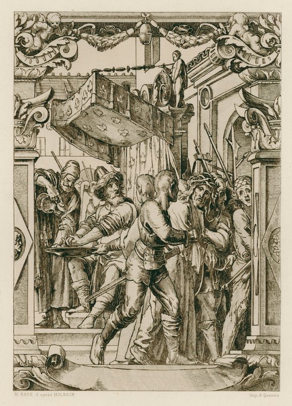 Ježíš Kristus, Pilát si myje ruce (rytina) od Hans (after) Holbein the Younger