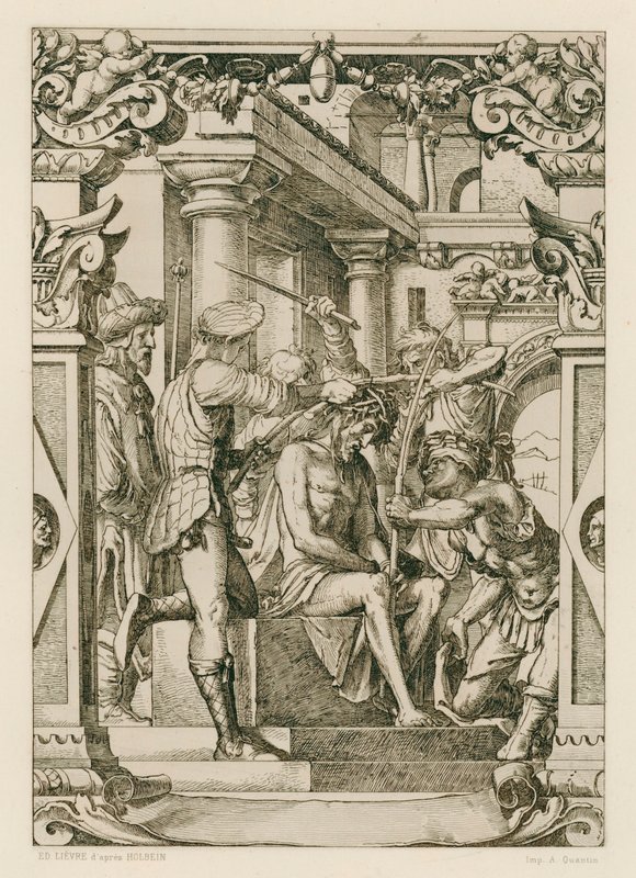 Ježíš Kristus, korunovaný trním (rytina) od Hans (after) Holbein the Younger