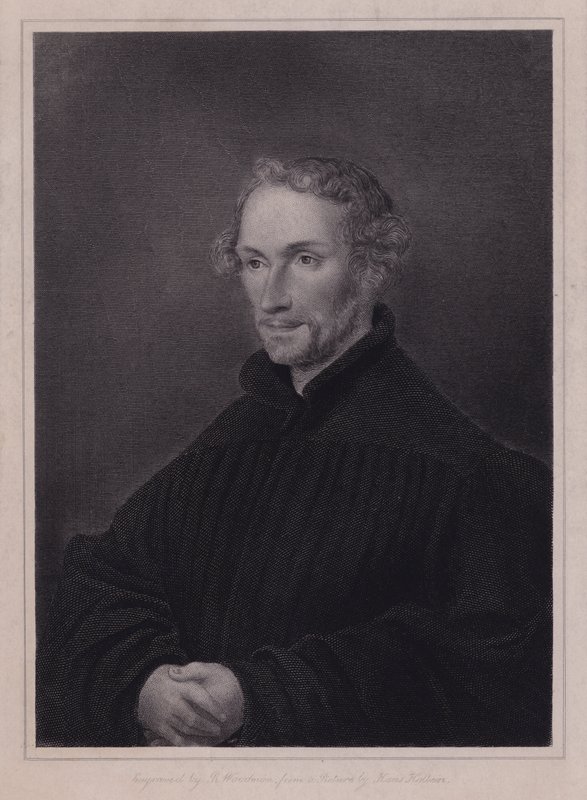 Philipp Melanchthon, německý protestantský reformátor a spolupracovník Martina Luthera (rytina) od Hans (after) Holbein the Younger