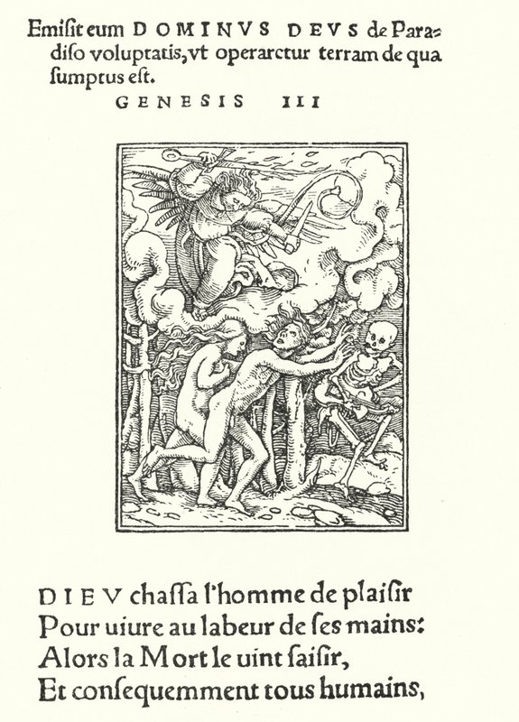The Driving Forth from Eden (rytina) od Hans (after) Holbein the Younger