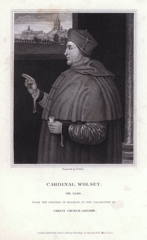 Thomas Wolsey , anglický politik, arcibiskup a kardinál katolické církve (rytina) od Hans (after) Holbein the Younger
