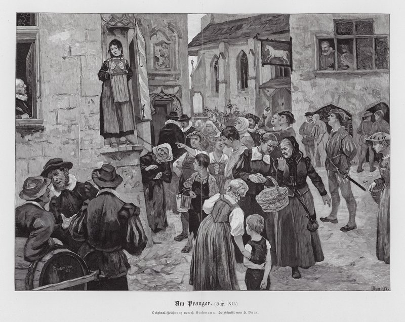 Žena na pranýři (rytina) od Hans Bachmann