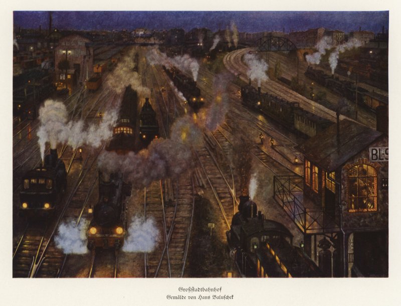 Nádraží velkého města (barevná litografie) od Hans Baluschek