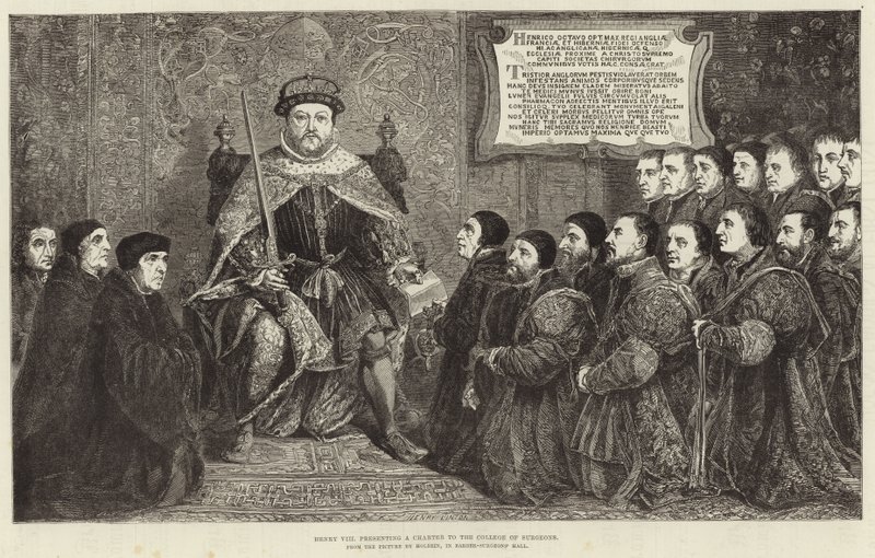 Král Jindřich VIII. předává listinu kolegiu chirurgů od Hans Holbein der Jüngere
