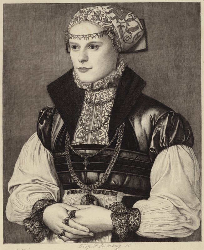 Portrét ženy v oděvu z 16. století od Hans Holbein der Jüngere