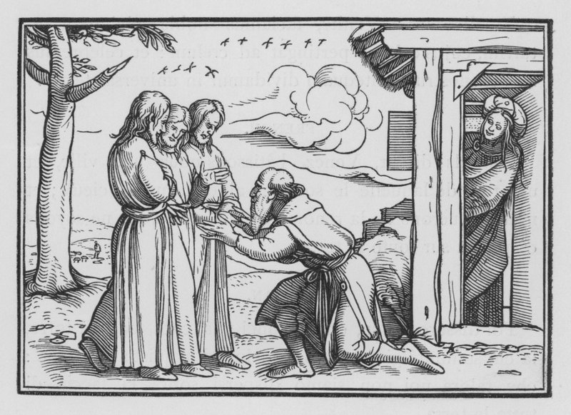 Abraham baví tři anděly, Genesis XVIII, 2 od Hans after Holbein the Younger