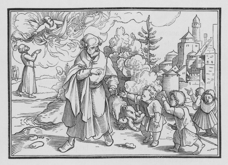 Medvědi ničí děti, které se posmívaly Elizeovi, 2 Kings II, 23 od Hans after Holbein the Younger