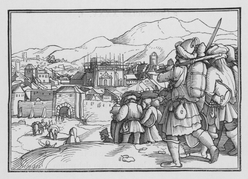 Cyrus obnovuje nádoby chrámu, Ezra I, 6 od Hans after Holbein the Younger