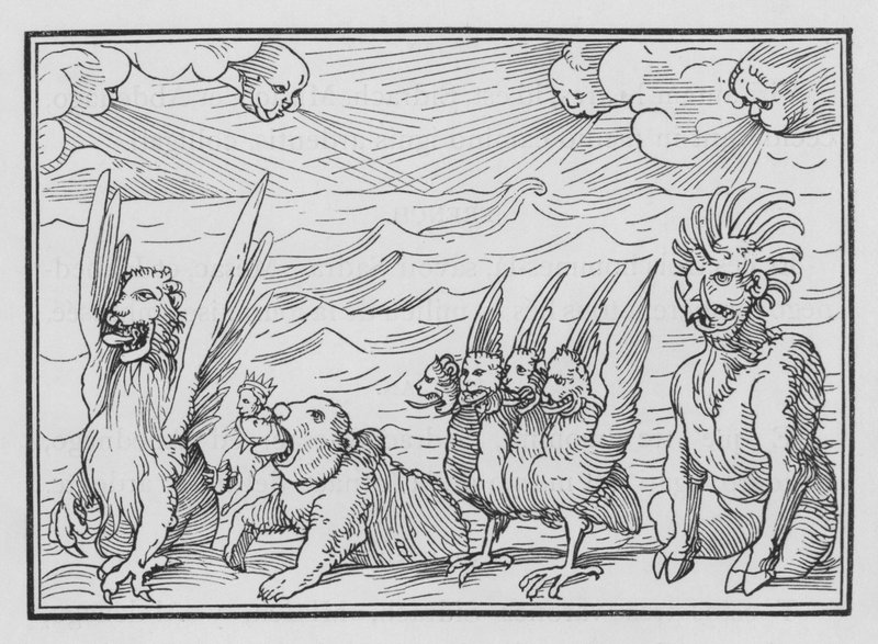 Danielova vize čtyř zvířat, Daniel VII, 3 od Hans after Holbein the Younger