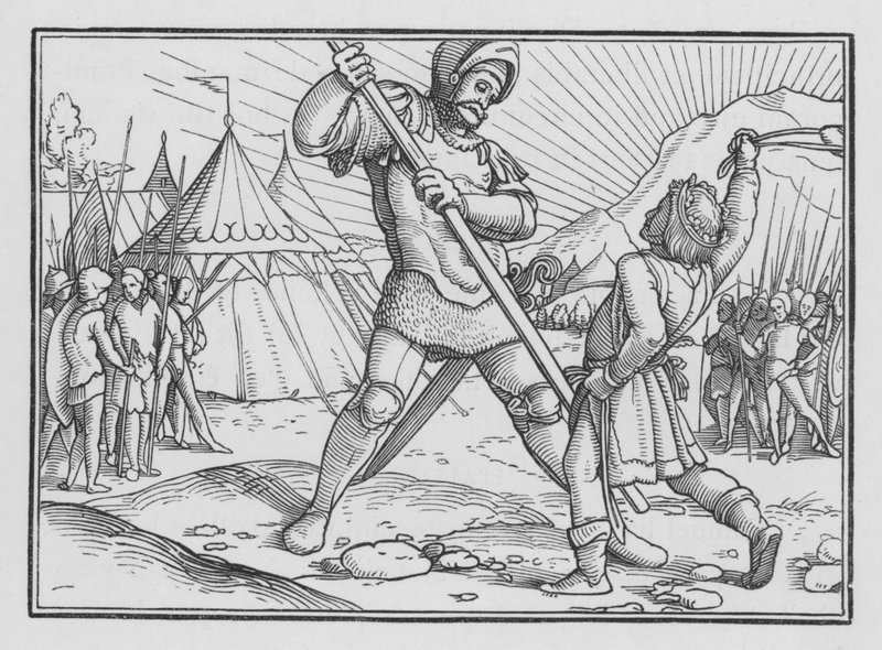 David Killeth Goliáš, 1. Samuel XVII, 49 od Hans after Holbein the Younger