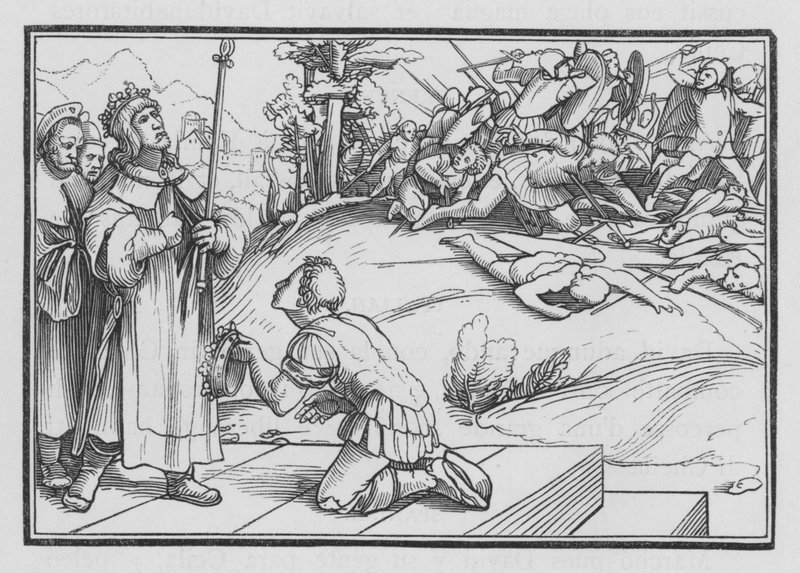 David naříká nad Saulem a Jonatanem, 2. Samuelova I., 11 od Hans after Holbein the Younger