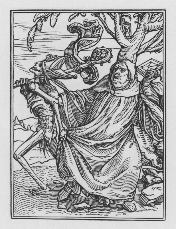 Holbeinův tanec smrti: Opat od Hans after Holbein the Younger