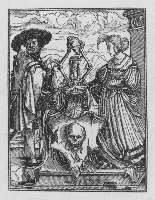 Holbeinův tanec smrti: Alegorický znak smrti od Hans after Holbein the Younger
