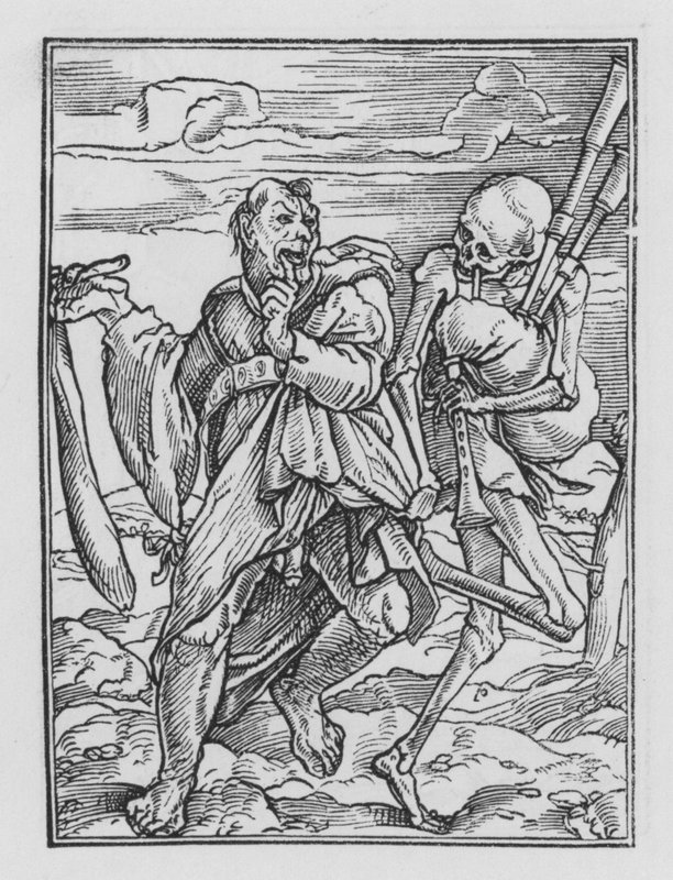 Holbeinův tanec smrti: Idiot blázen od Hans after Holbein the Younger