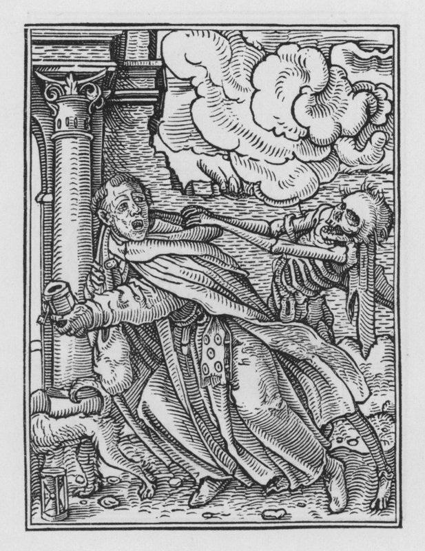Holbeinův tanec smrti: Žebravý mnich od Hans after Holbein the Younger