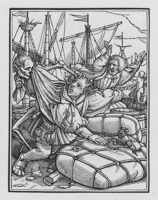 Holbeinův tanec smrti: Obchodník od Hans after Holbein the Younger