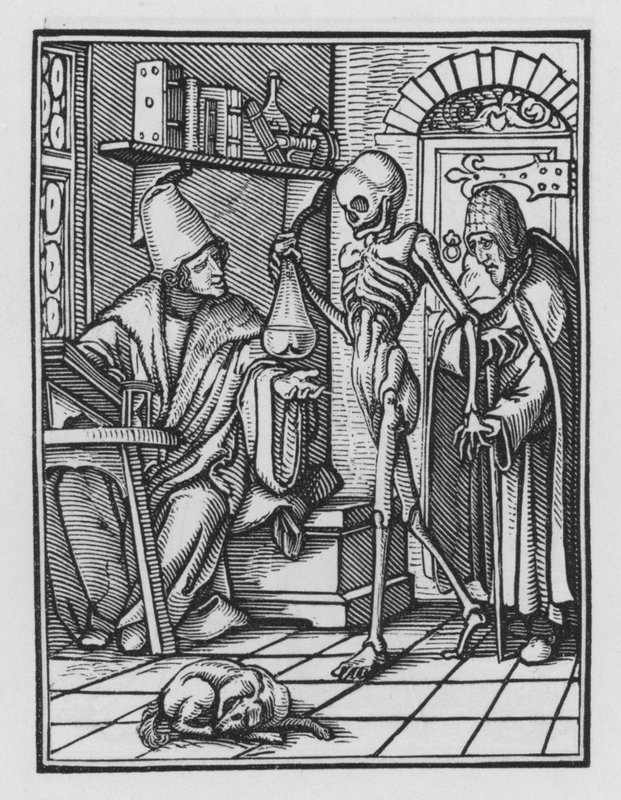 Holbeinův tanec smrti: Lékař od Hans after Holbein the Younger