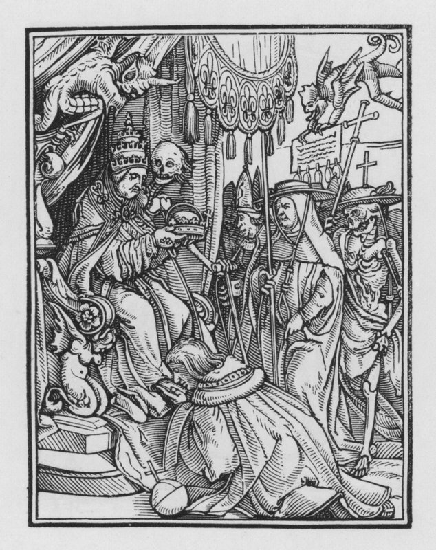 Holbeinův tanec smrti: Papež od Hans after Holbein the Younger