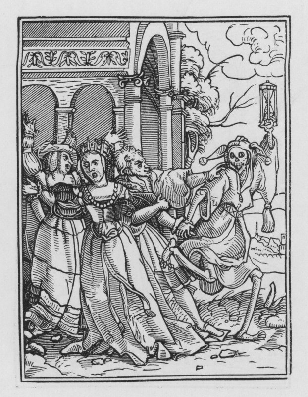 Holbeinův tanec smrti: Královna od Hans after Holbein the Younger