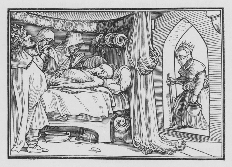 Jeroboam posílá svou manželku v přestrojení, aby se zeptala proroka Ahijaha, 1. králi XIV, 12. od Hans after Holbein the Younger
