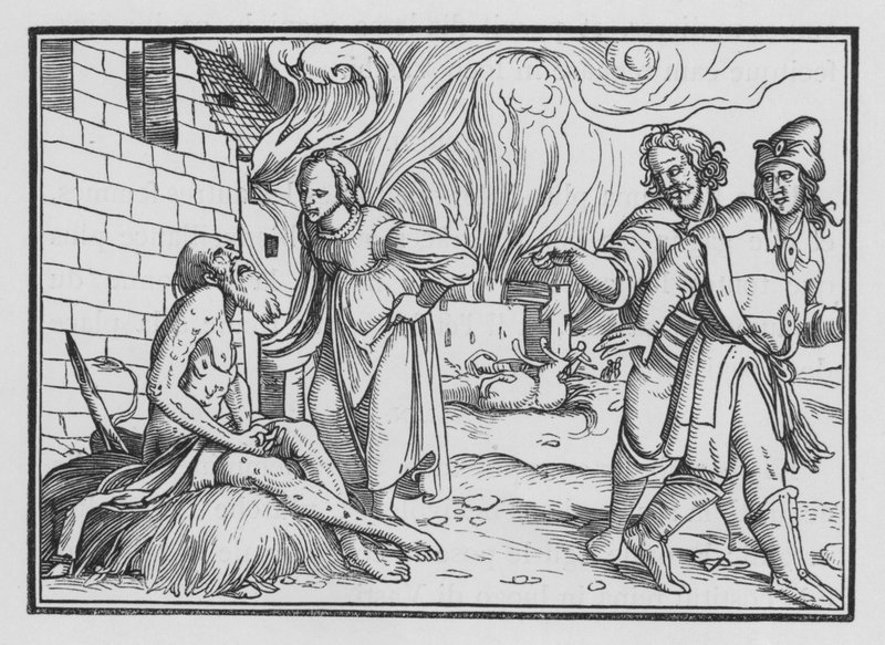 Job kárá svou ženu, Job II, 9 od Hans after Holbein the Younger