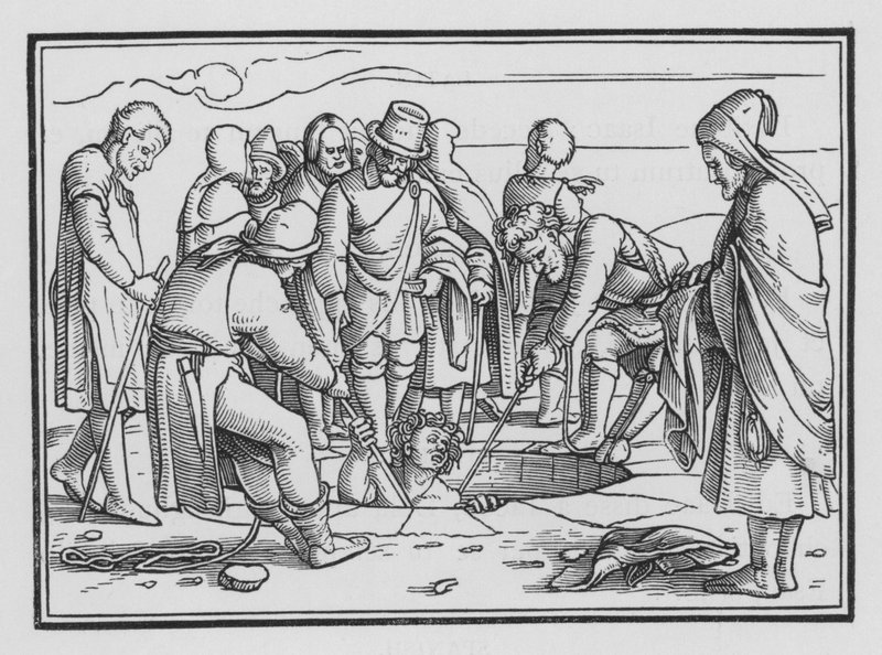 Joseph Uvržený do jámy, Genesis XXXVII, 28 od Hans after Holbein the Younger