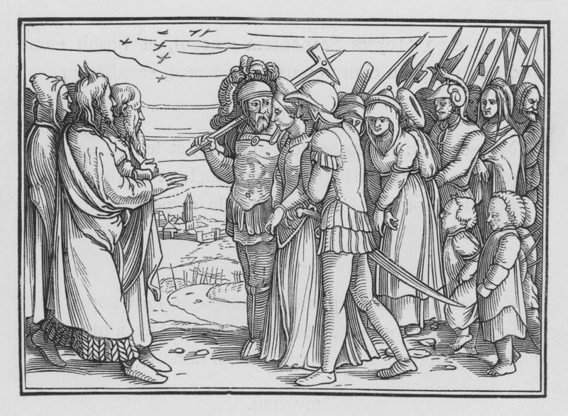 Midianité zkaženi a Balám zabit, čísla XXXI, 9 od Hans after Holbein the Younger