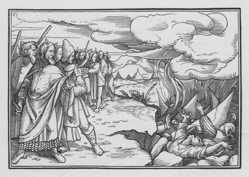 Povstání Koraha, Dátana a Abirama, Čísla XVI, 33 od Hans after Holbein the Younger