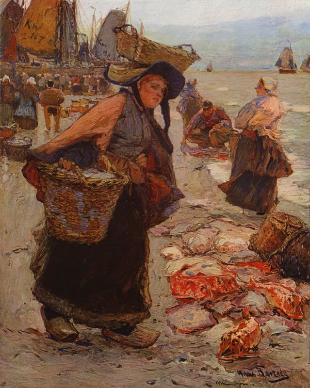 Holandský rybí trh (barevné lito) od Hans von Bartels