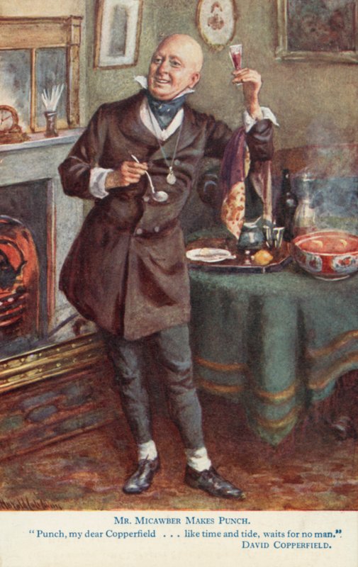 Pan Micawber dělá úder, scéna z románu Charlese Dickense David Copperfield od Harold Copping