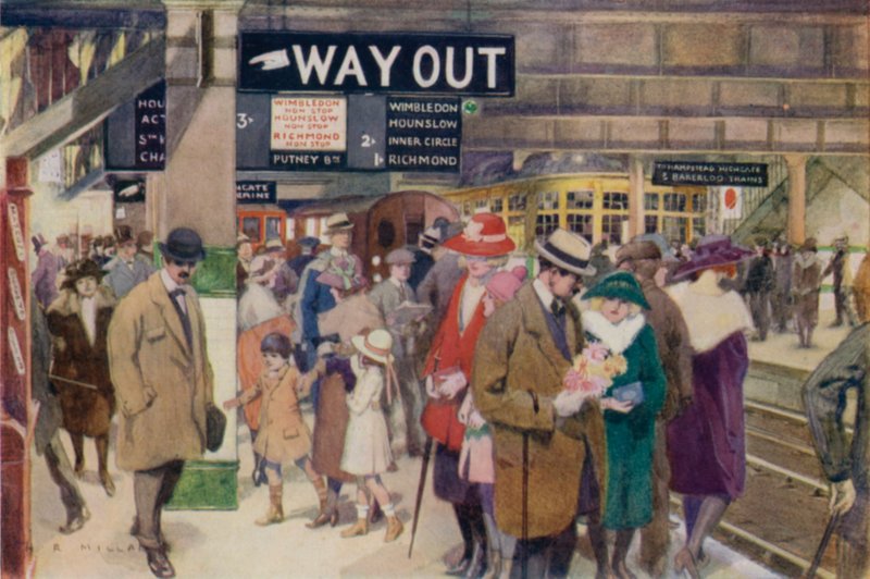 Charing Cross, přestupní centrum londýnské podzemní železniční dopravy od Harold Robert Millar