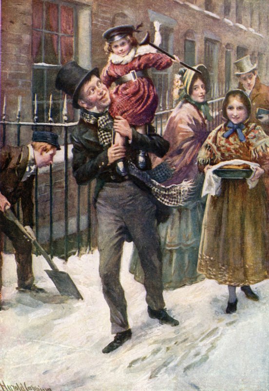 Bob Cratchit a Tiny Tim od Harold Copping