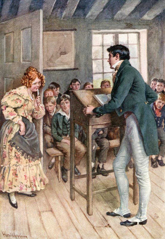 Fanny Squeers a Nicholas Nickleby (barevné lito) od Harold Copping