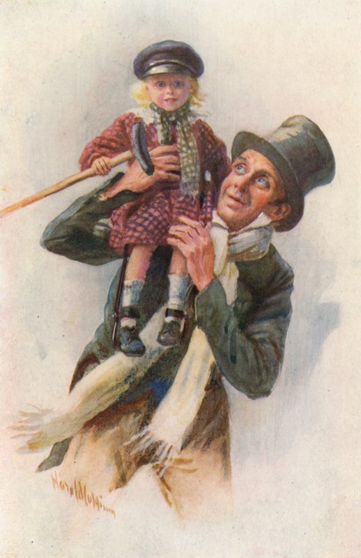 Ilustrace pro Vánoční koledu od Charlese Dickense (barevné lito) od Harold Copping
