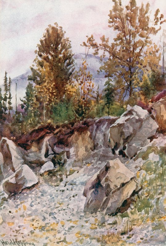 Mount Mackenzie, z lomu poblíž Revelstoke od Harold Copping